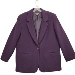 Women's Cashmere Wool Purple Single Button Jacket Blazer | Size 16P